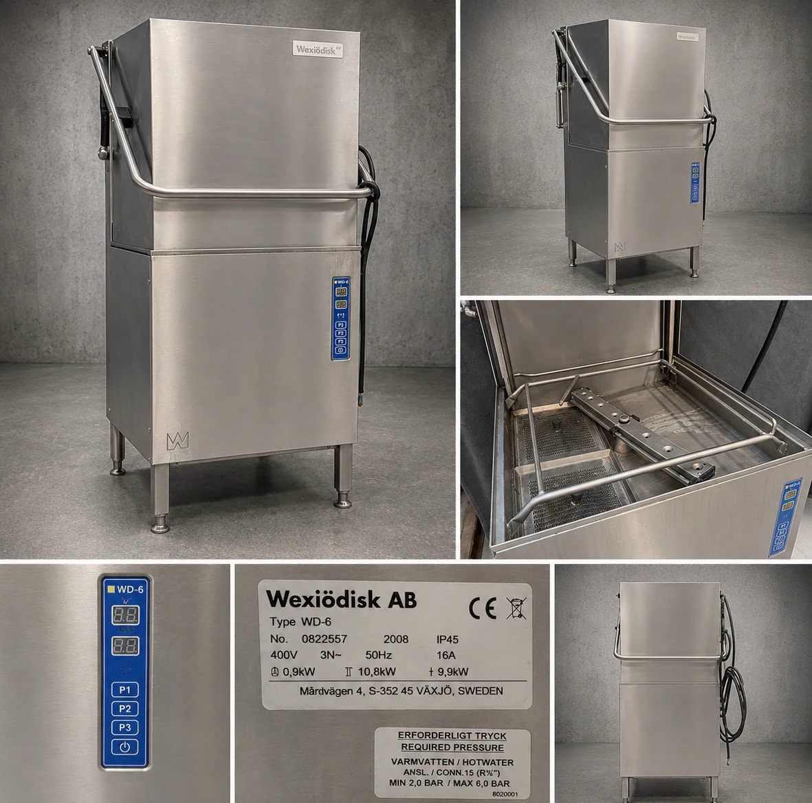 Wexiödisk WD-6 – hætteopvaskemaskine, serienr. 0822557 – billede 2