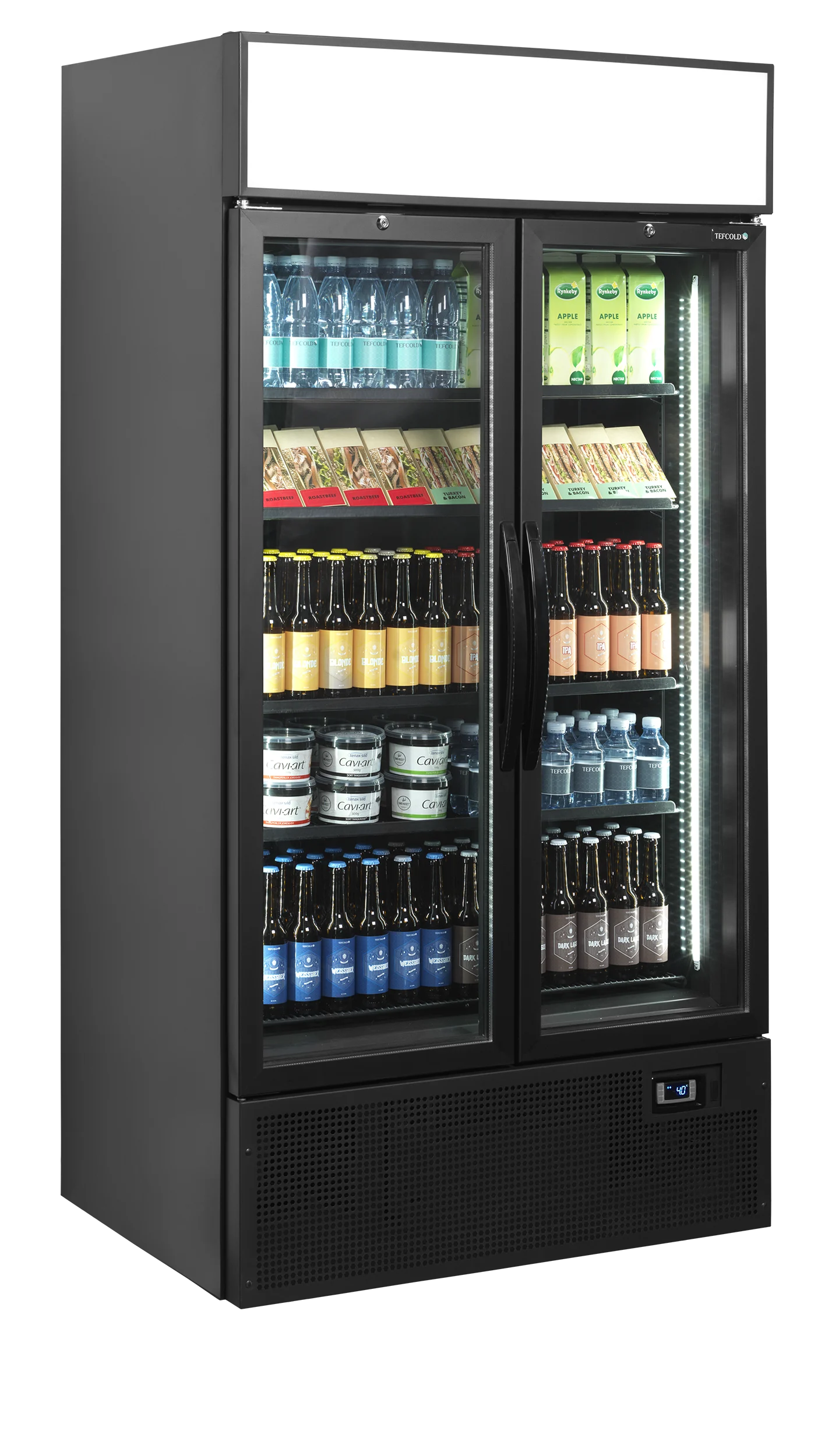 TEFCOLD FSC1000H BLACK – Sort 2-dørs displaykøler med lystop